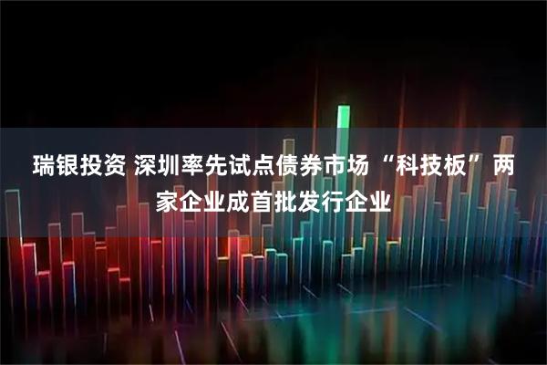 瑞银投资 深圳率先试点债券市场 “科技板” 两家企业成首批发行企业