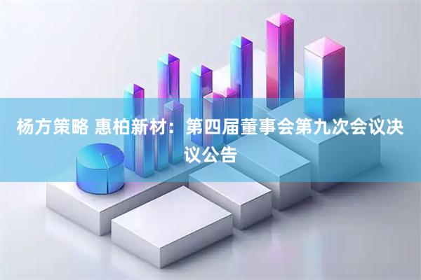 杨方策略 惠柏新材：第四届董事会第九次会议决议公告